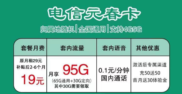 電信19元純流量卡套餐推薦 元春卡、錦鯉卡19元大流量不限速全國通用