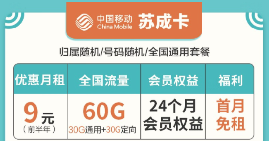 移動流量卡套餐推薦|蘇成卡、宏光卡、星欣卡|全國通用套餐低月租首月0元用