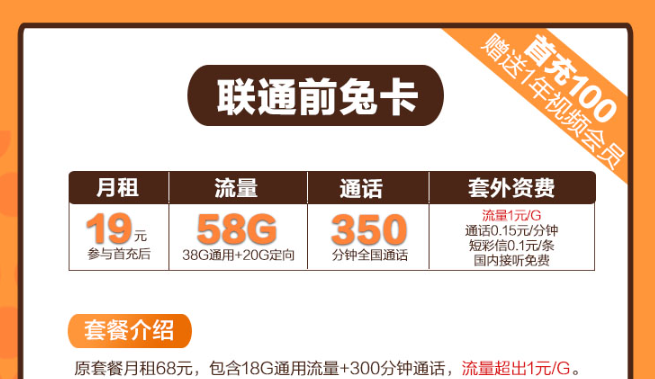 前兔如意卡！29元100G流量卡推薦|聯通前兔卡、聯通如意卡|免費申請包郵！